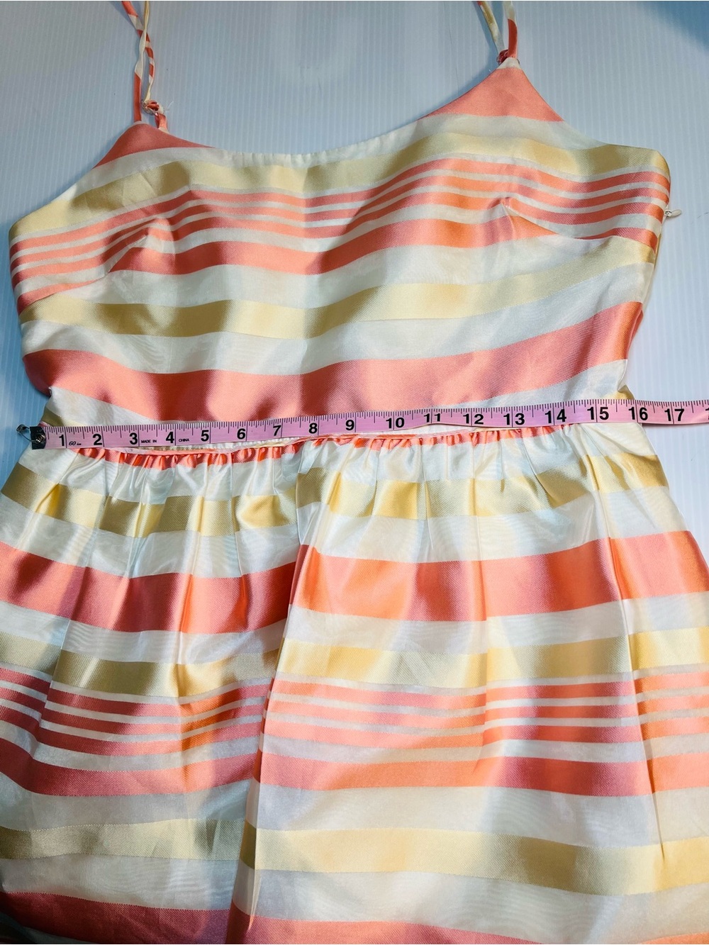 J. Crew Women’s Peach, Yellow and Cream Striped Fit-and-Flare Dress Size 12 - Picture 6 of 13